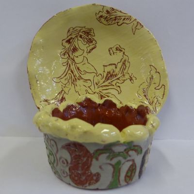 -------- year 7, clay cup & saucer.